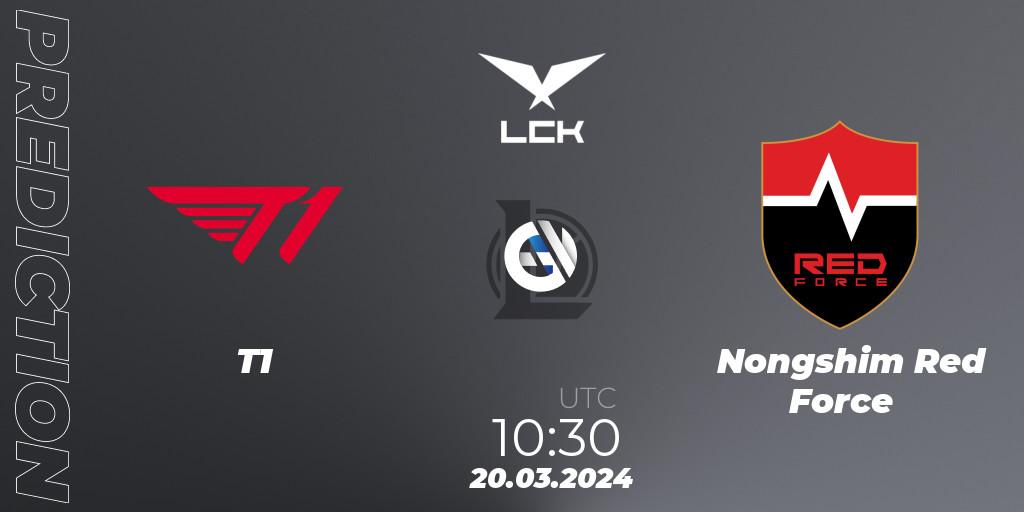 T1 vs Nongshim Red Force: Match Prediction. 20.03.24, LoL, LCK Spring 2024 - Group Stage