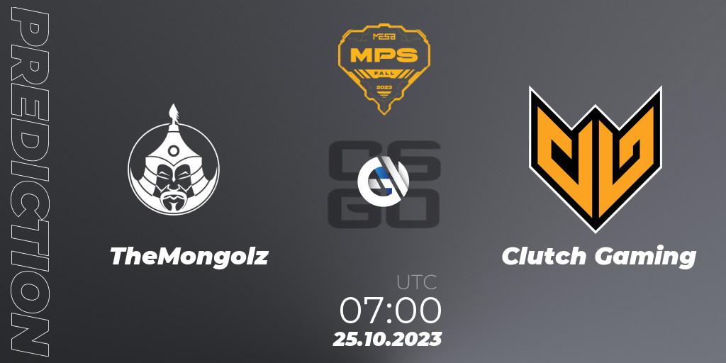 TheMongolz vs Clutch Gaming: Match Prediction. 25.10.2023 at 08:00, Counter-Strike (CS2), MESA Pro Series: Fall 2023