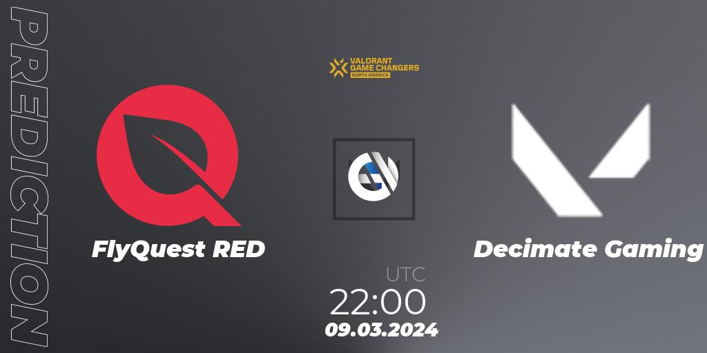 FlyQuest RED vs Decimate Gaming: Match Prediction. 09.03.2024 at 22:00, VALORANT, VCT 2024: Game Changers North America Series Series 1