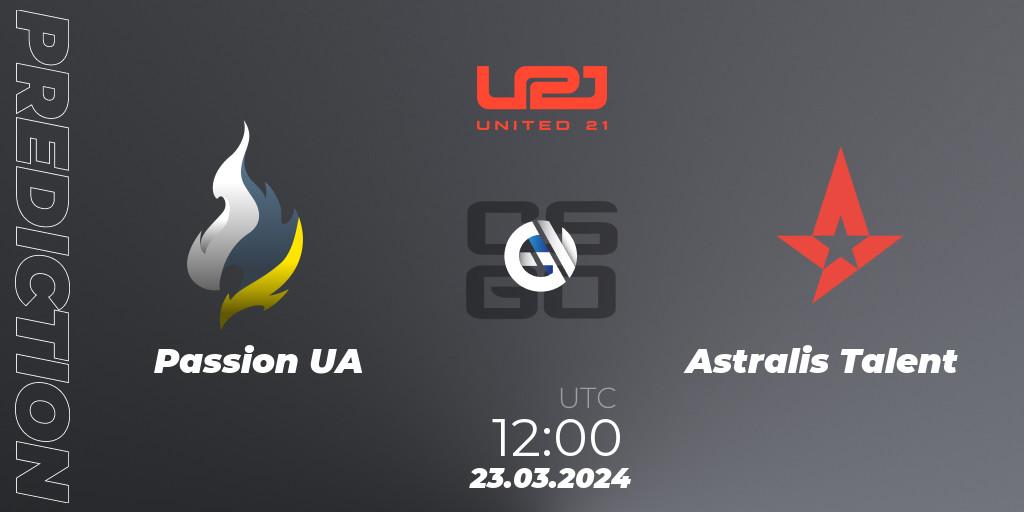 Passion UA vs Astralis Talent: Match Prediction. 23.03.24, CS2 (CS:GO), United21 Season 13