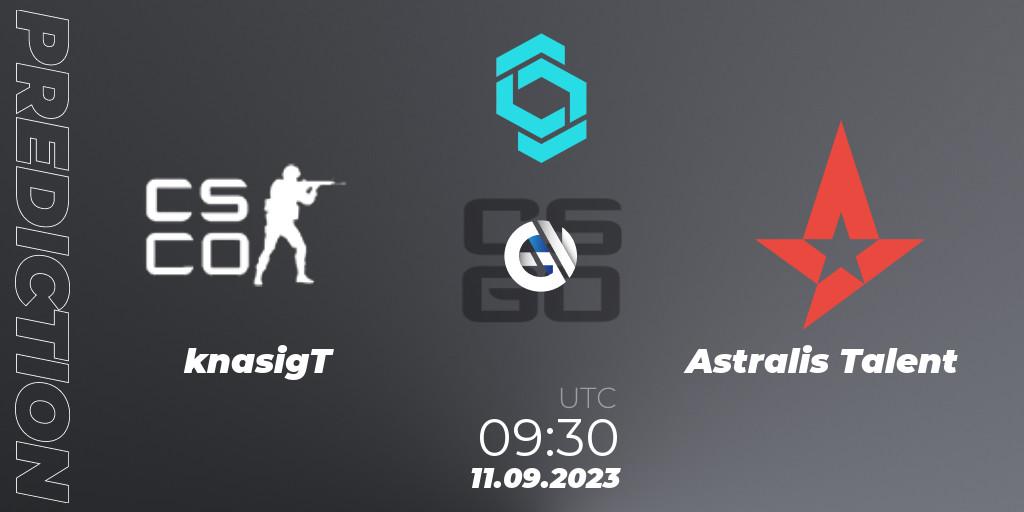knasigT vs Astralis Talent: Match Prediction. 11.09.2023 at 09:30, Counter-Strike (CS2), CCT North Europe Series #8: Closed Qualifier