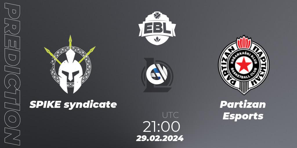 SPIKE syndicate vs Partizan Esports: Match Prediction. 29.02.24, LoL, Esports Balkan League Season 14
