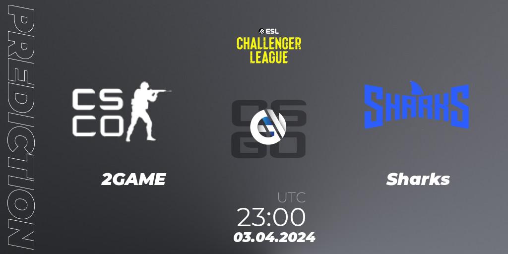 2GAME vs Sharks: Match Prediction. 03.04.2024 at 22:50, Counter-Strike (CS2), ESL Challenger League Season 47: South America