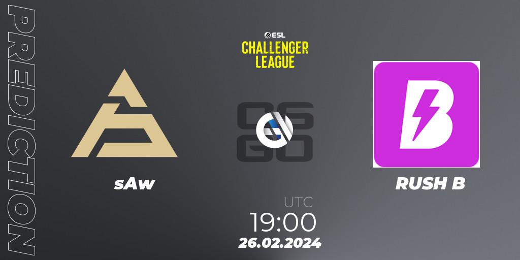 sAw vs RUSH B: Match Prediction. 26.02.2024 at 19:00, Counter-Strike (CS2), ESL Challenger League Season 47: Europe