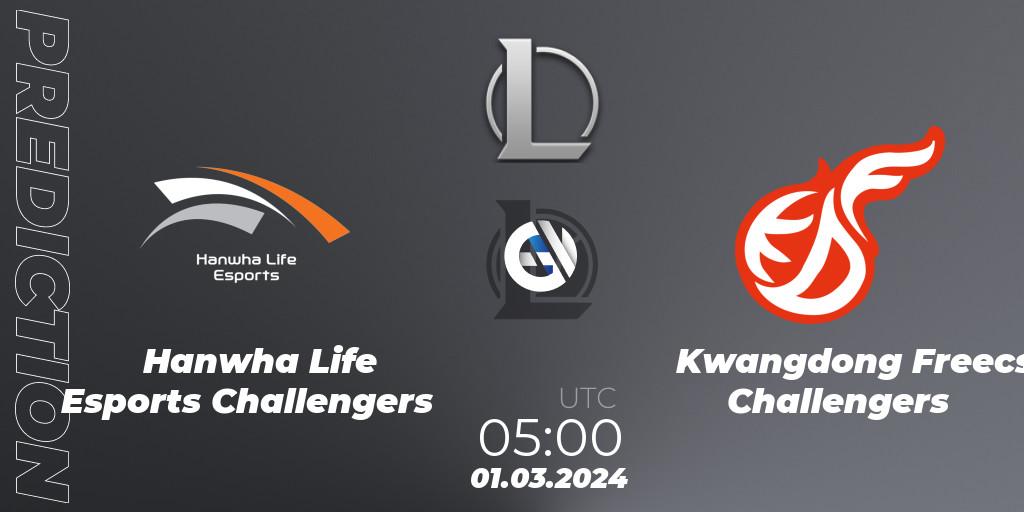 Hanwha Life Esports Challengers vs Kwangdong Freecs Challengers: Match Prediction. 01.03.24, LoL, LCK Challengers League 2024 Spring - Group Stage