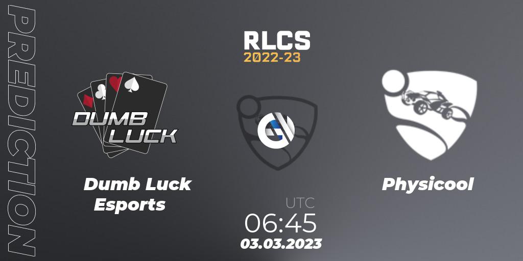 Dumb Luck Esports vs Physicool: Match Prediction. 03.03.2023 at 06:45, Rocket League, RLCS 2022-23 - Winter: Oceania Regional 3 - Winter Invitational