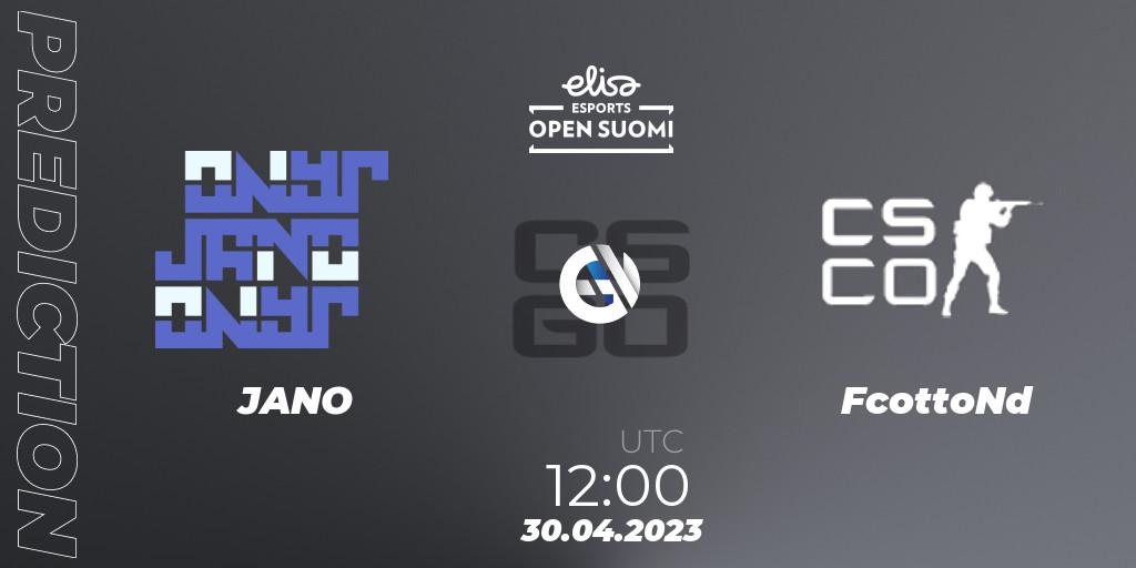 JANO vs FcottoNd: Match Prediction. 30.04.2023 at 12:00, Counter-Strike (CS2), Elisa Open Suomi Season 5