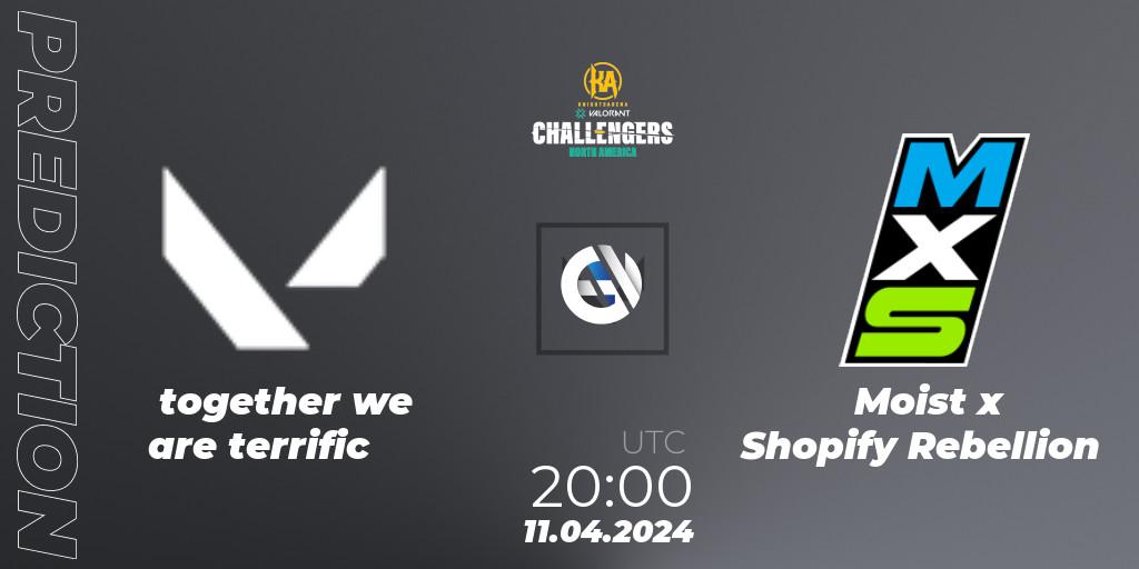 together we are terrific vs Moist x Shopify Rebellion: Match Prediction. 11.04.2024 at 20:00, VALORANT, VALORANT Challengers 2024: North America Split 1