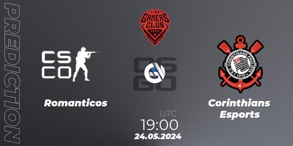 Romanticos vs Corinthians Esports: Match Prediction. 24.05.2024 at 19:00, Counter-Strike (CS2), Gamers Club Liga Série A: May 2024