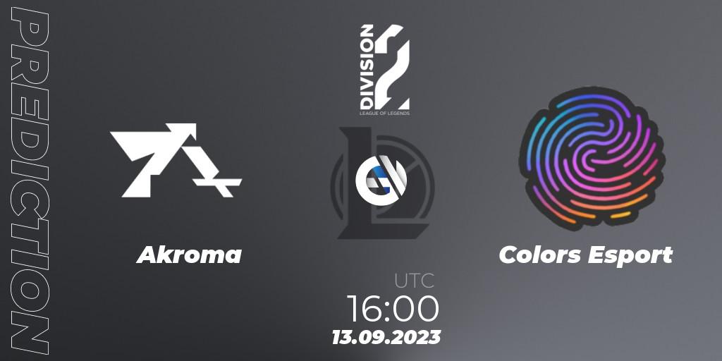 Akroma vs Colors Esport: Match Prediction. 13.09.2023 at 16:00, LoL, LFL Division 2 2024 - Up & Down