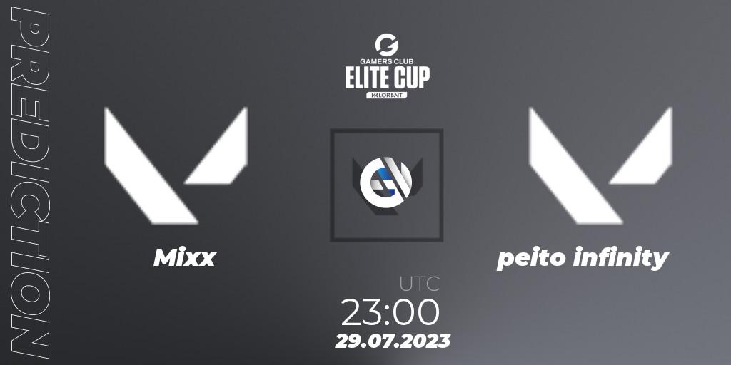Mixx vs peito infinity: Match Prediction. 29.07.2023 at 23:00, VALORANT, Gamers Club Elite Cup 2023