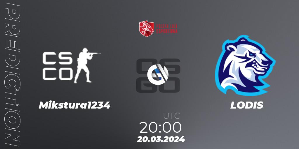 Mikstura1234 vs LODIS: Match Prediction. 20.03.24, CS2 (CS:GO), Polska Liga Esportowa 2024: Split #1