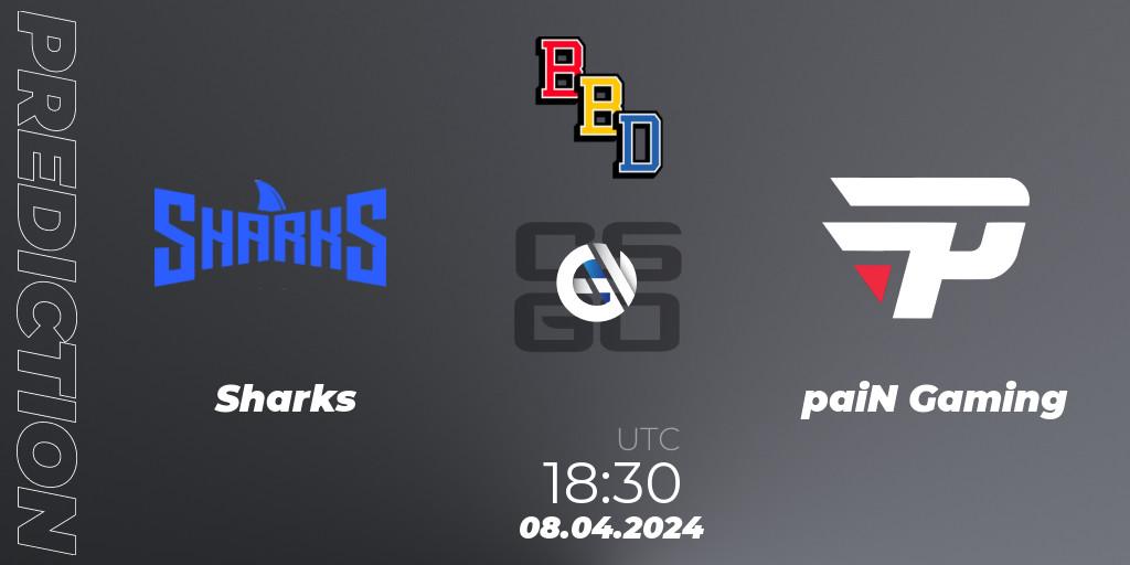 Sharks vs paiN Gaming: Match Prediction. 08.04.24, CS2 (CS:GO), BetBoom Dacha Belgrade 2024: South American Qualifier
