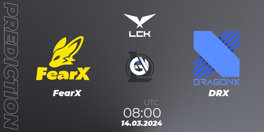 FearX vs DRX: Match Prediction. 14.03.24, LoL, LCK Spring 2024 - Group Stage