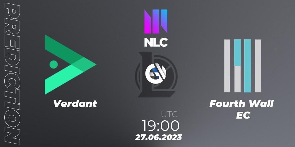 Verdant vs Fourth Wall EC: Match Prediction. 27.06.2023 at 19:15, LoL, NLC Summer 2023 - Group Stage