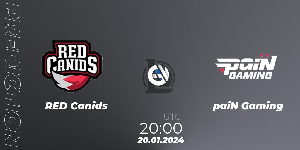 RED Canids vs paiN Gaming: Match Prediction. 20.01.24, LoL, CBLOL Split 1 2024 - Group Stage