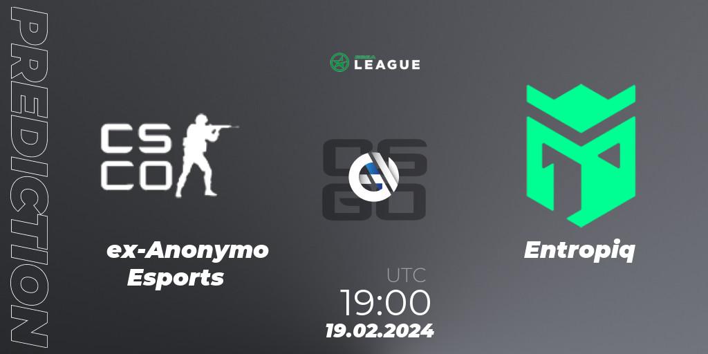 ex-Anonymo Esports vs Entropiq: Match Prediction. 19.02.2024 at 19:00, Counter-Strike (CS2), ESEA Season 48: Advanced Division - Europe