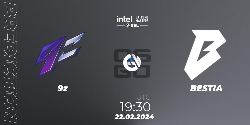 9z vs BESTIA: Match Prediction. 22.02.2024 at 19:30, Counter-Strike (CS2), Intel Extreme Masters Dallas 2024: South American Closed Qualifier