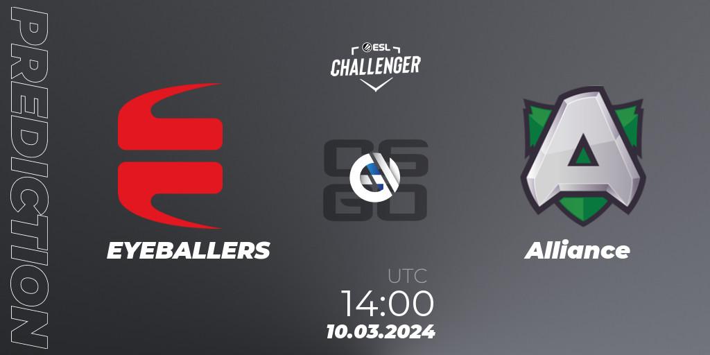 EYEBALLERS vs Alliance: Match Prediction. 10.03.24, CS2 (CS:GO), ESL Challenger #57: Swedish Open Qualifier