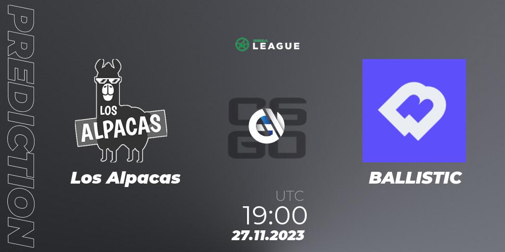 Los Alpacas vs BALLISTIC: Match Prediction. 27.11.2023 at 19:00, Counter-Strike (CS2), ESEA Season 47: Advanced Division - Europe