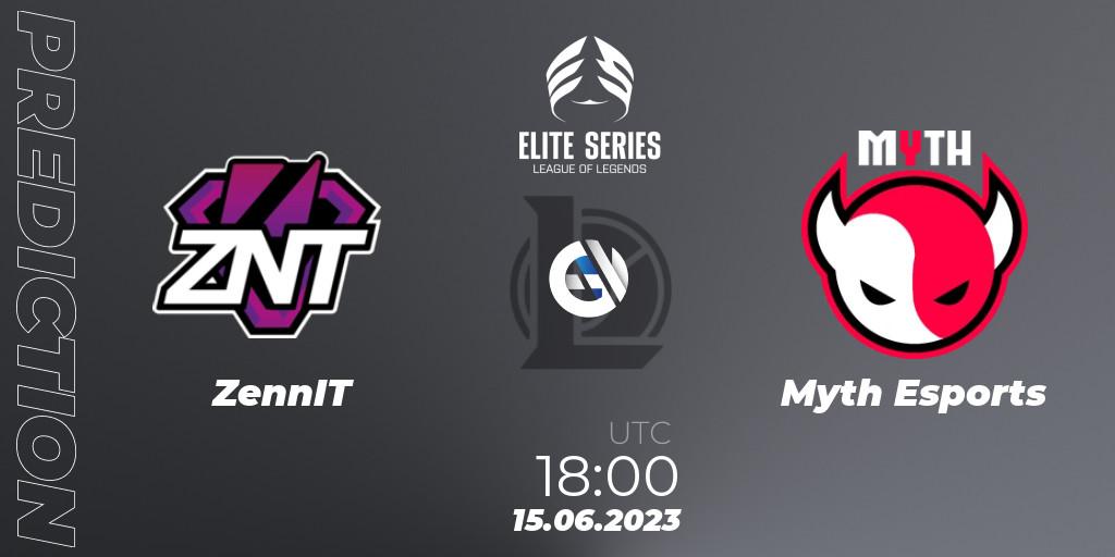 ZennIT vs Myth Esports: Match Prediction. 15.06.2023 at 18:00, LoL, Elite Series Summer 2023