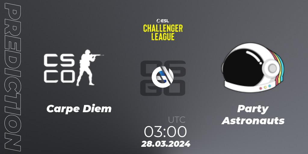 Carpe Diem vs Party Astronauts: Match Prediction. 28.03.24, CS2 (CS:GO), ESL Challenger League Season 47: North America