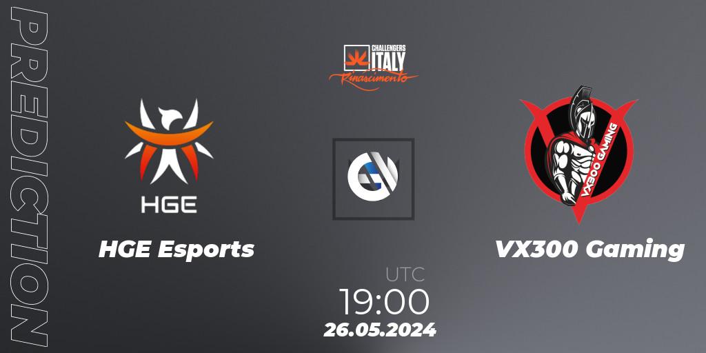 HGE Esports vs VX300 Gaming: Match Prediction. 26.05.2024 at 19:00, VALORANT, VALORANT Challengers 2024 Italy: Rinascimento Split 2