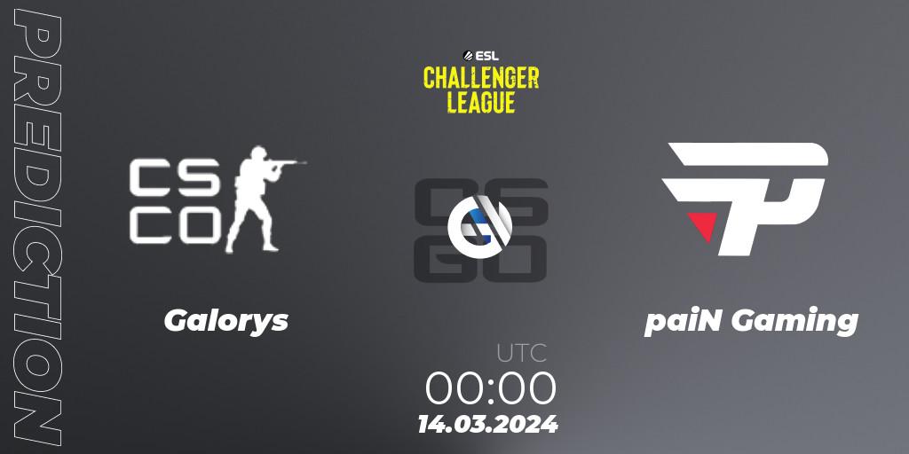 Galorys vs paiN Gaming: Match Prediction. 08.05.2024 at 19:00, Counter-Strike (CS2), ESL Challenger League Season 47: South America