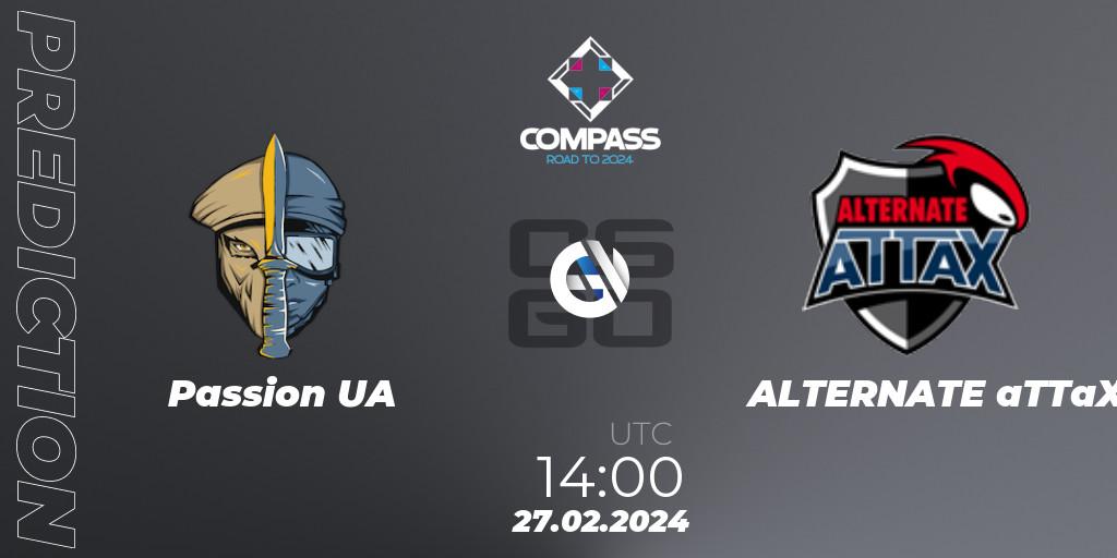 Passion UA vs ALTERNATE aTTaX: Match Prediction. 27.02.2024 at 14:00, Counter-Strike (CS2), YaLLa Compass Spring 2024 Contenders