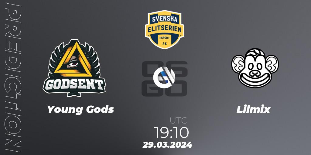 Young Gods vs Lilmix: Match Prediction. 29.03.24, CS2 (CS:GO), Svenska Elitserien Spring 2024