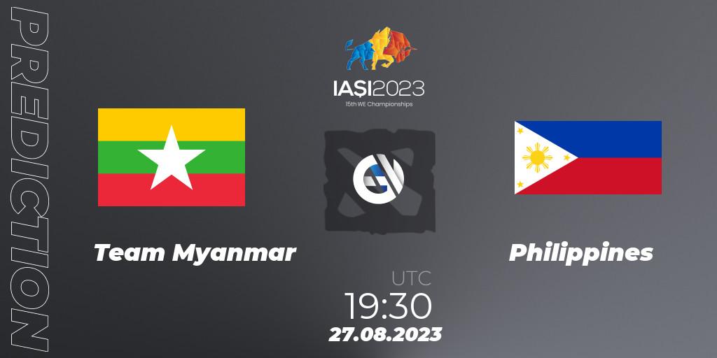 Team Myanmar vs Philippines: Match Prediction. 27.08.2023 at 20:30, Dota 2, IESF World Championship 2023