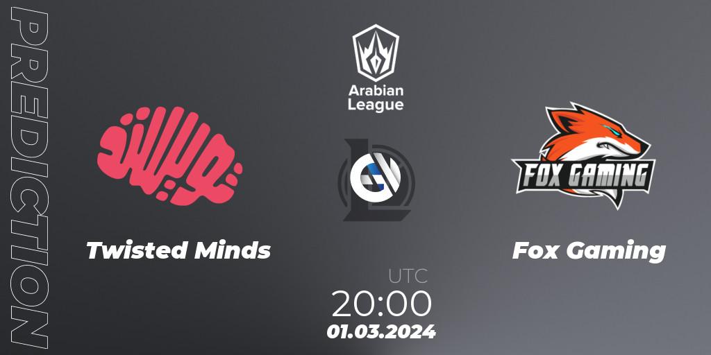 Twisted Minds vs Fox Gaming: Match Prediction. 01.03.2024 at 20:00, LoL, Arabian League Spring 2024