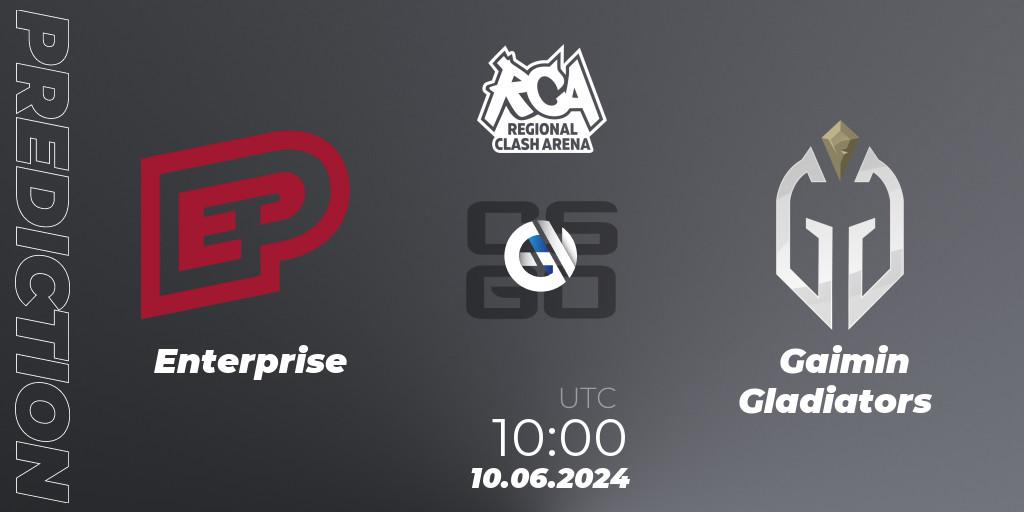 Enterprise vs Gaimin Gladiators: Match Prediction. 10.06.2024 at 10:00, Counter-Strike (CS2), Regional Clash Arena Europe