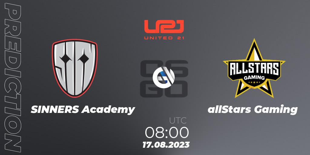 SINNERS Academy vs allStars Gaming: Match Prediction. 17.08.23, CS2 (CS:GO), United21 Season 5