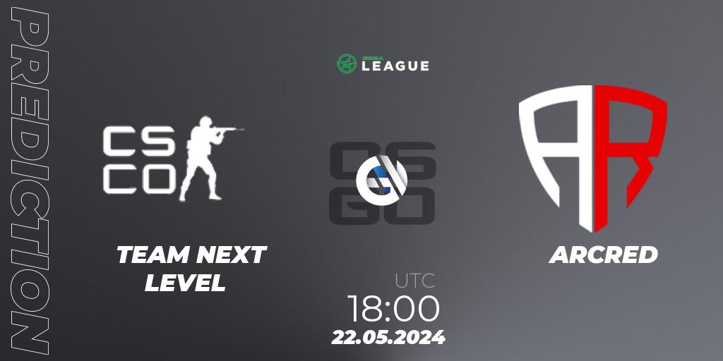 TEAM NEXT LEVEL vs ARCRED: Match Prediction. 22.05.2024 at 18:00, Counter-Strike (CS2), ESEA Season 49: Advanced Division - Europe