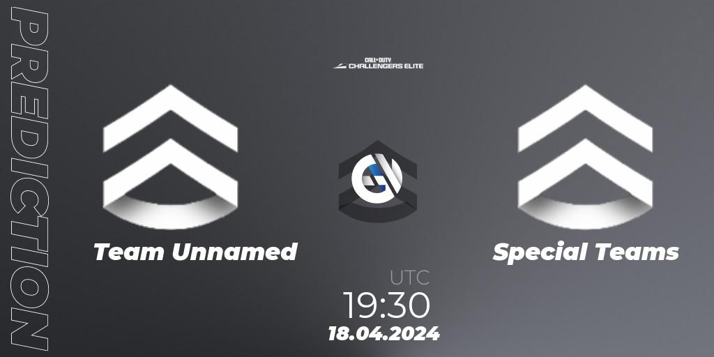 Team Unnamed vs Special Teams: Match Prediction. 18.04.2024 at 19:30, Call of Duty, Call of Duty Challengers 2024 - Elite 2: EU