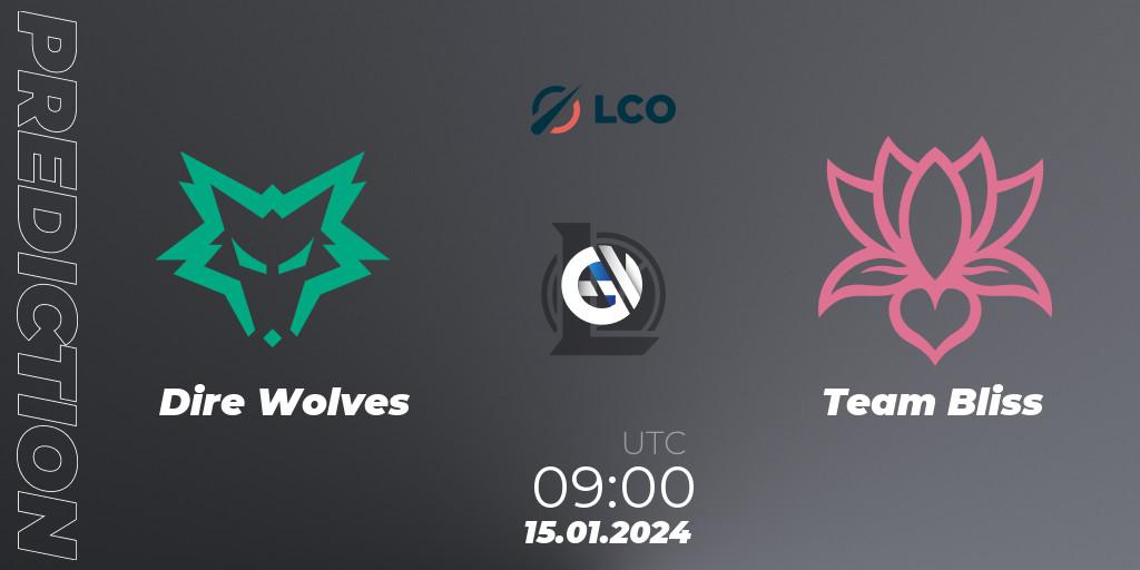 Dire Wolves vs Team Bliss: Match Prediction. 15.01.24, LoL, LCO Split 1 2024 - Group Stage