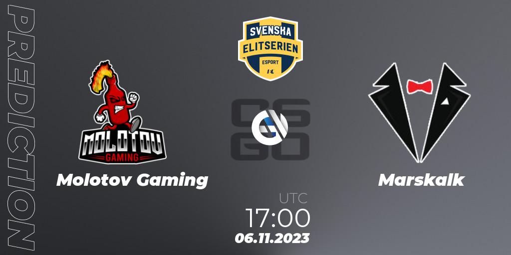 Molotov Gaming vs Marskalk: Match Prediction. 06.11.2023 at 17:00, Counter-Strike (CS2), Svenska Elitserien Fall 2023: Online Stage