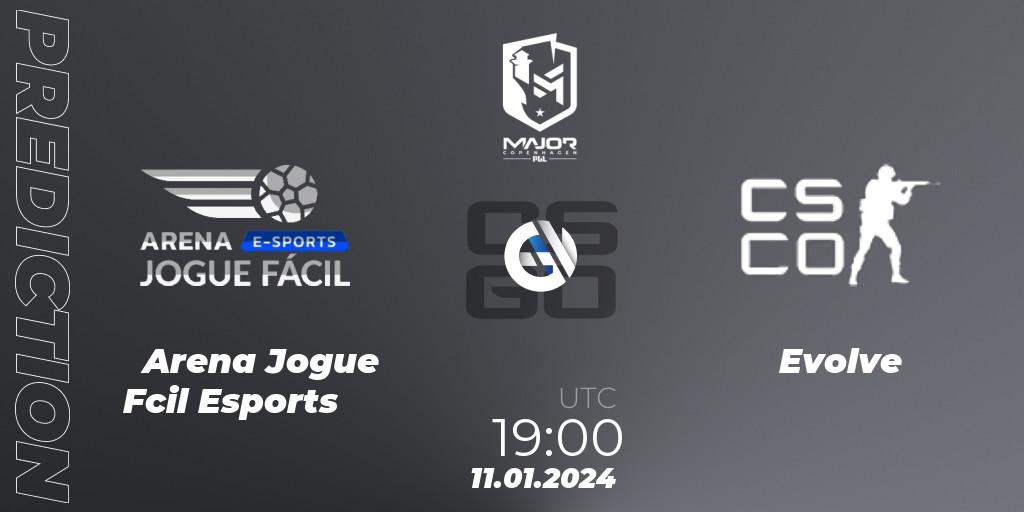 Arena Jogue Fácil Esports vs Evolve: Match Prediction. 11.01.24, CS2 (CS:GO), PGL CS2 Major Copenhagen 2024 South America RMR Open Qualifier 2