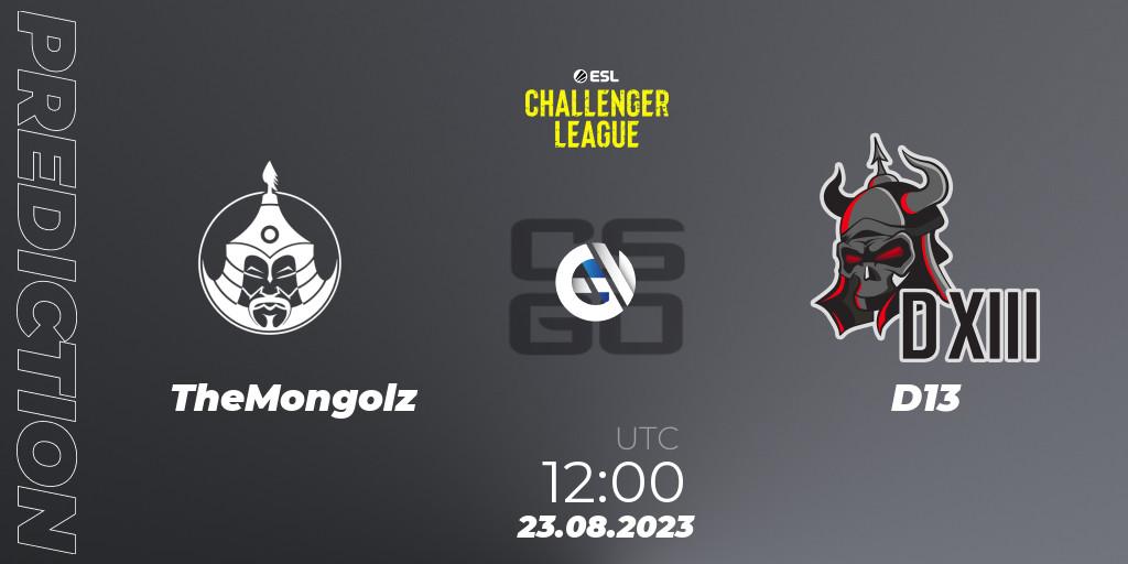TheMongolz vs D13: Match Prediction. 23.08.23, CS2 (CS:GO), ESL Challenger League Season 46: Asia-Pacific