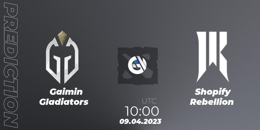 Gaimin Gladiators vs Shopify Rebellion: Match Prediction. 09.04.23, Dota 2, DreamLeague Season 19 - Group Stage 1