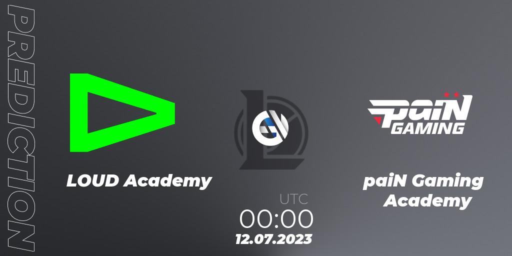 LOUD Academy vs paiN Gaming Academy: Match Prediction. 12.07.23, LoL, CBLOL Academy Split 2 2023 - Group Stage
