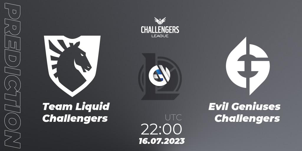 Team Liquid Challengers vs Evil Geniuses Challengers: Match Prediction. 17.07.23, LoL, North American Challengers League 2023 Summer - Group Stage