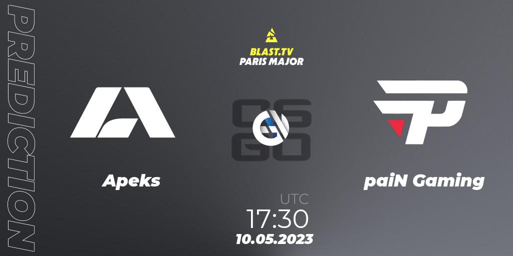 Apeks vs paiN Gaming: Match Prediction. 10.05.2023 at 14:35, Counter-Strike (CS2), BLAST Paris Major 2023 Challengers Stage