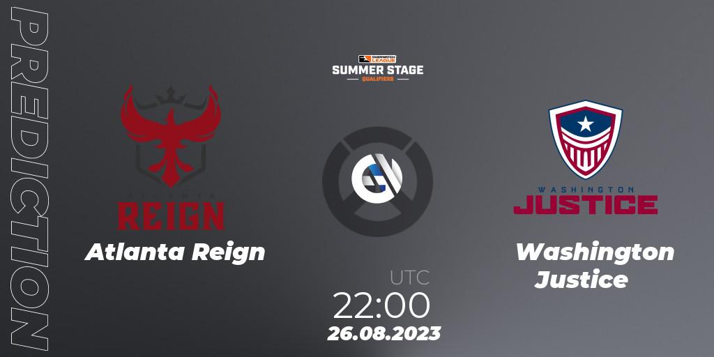 Atlanta Reign vs Washington Justice: Match Prediction. 26.08.2023 at 22:00, Overwatch, Overwatch League 2023 - Summer Stage Qualifiers