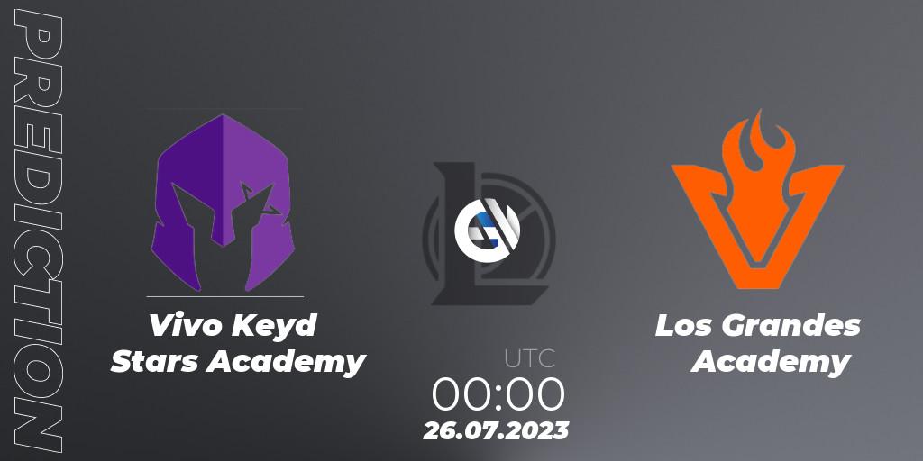 Vivo Keyd Stars Academy vs Los Grandes Academy: Match Prediction. 26.07.23, LoL, CBLOL Academy Split 2 2023 - Group Stage