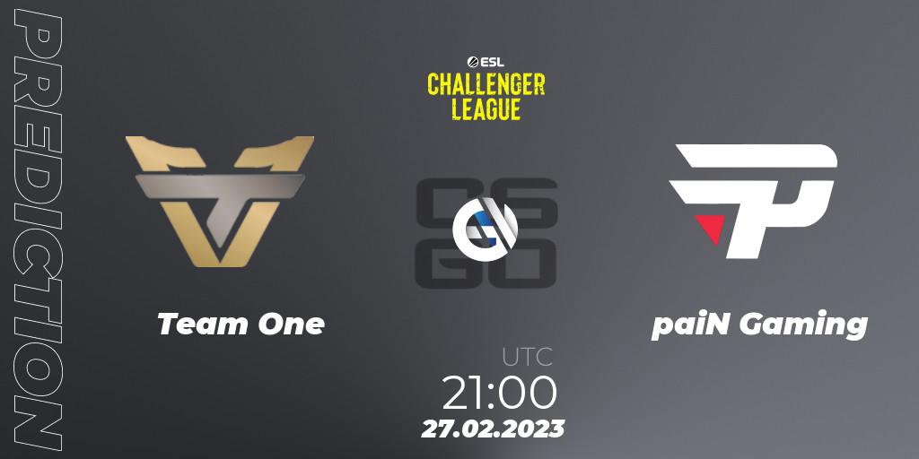 Team One vs paiN Gaming: Match Prediction. 27.02.2023 at 21:00, Counter-Strike (CS2), ESL Challenger League Season 44: North America