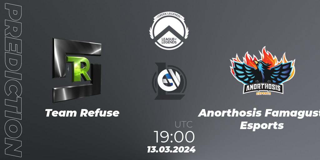 Team Refuse vs Anorthosis Famagusta Esports: Match Prediction. 13.03.24, LoL, GLL Spring 2024