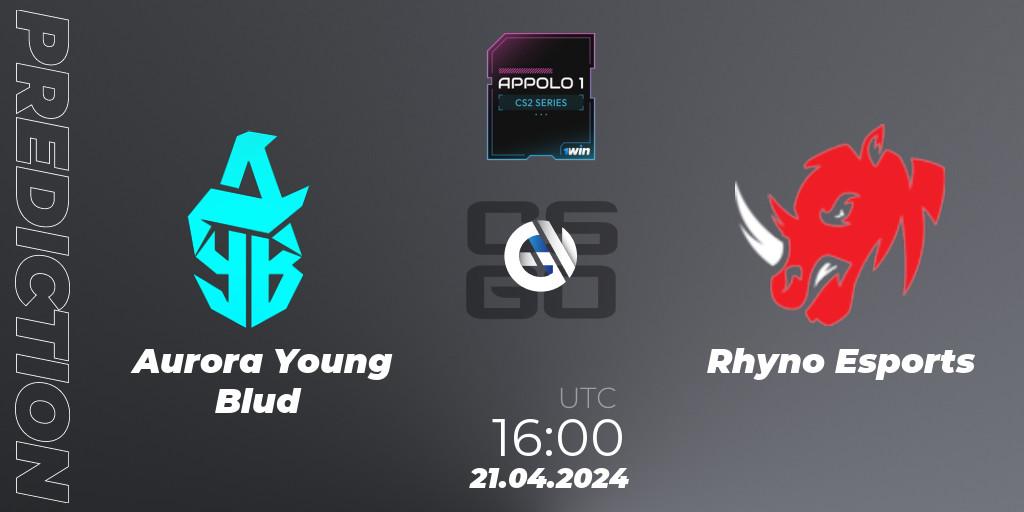 Aurora Young Blud vs Rhyno Esports: Match Prediction. 21.04.24, CS2 (CS:GO), Appolo1 Series: Phase 1