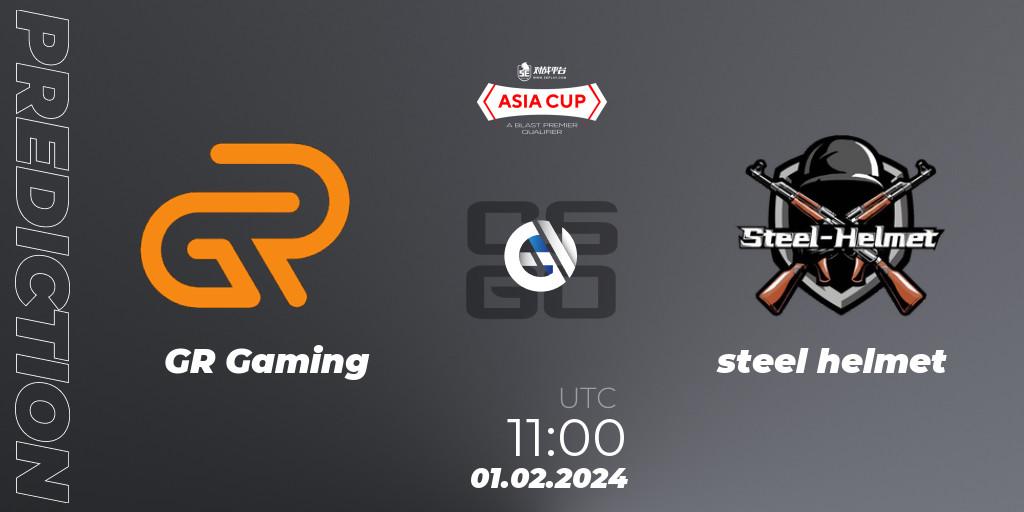 GR Gaming vs steel helmet: Match Prediction. 01.02.2024 at 11:45, Counter-Strike (CS2), 5E Arena Asia Cup Spring 2024 - BLAST Premier Qualifier